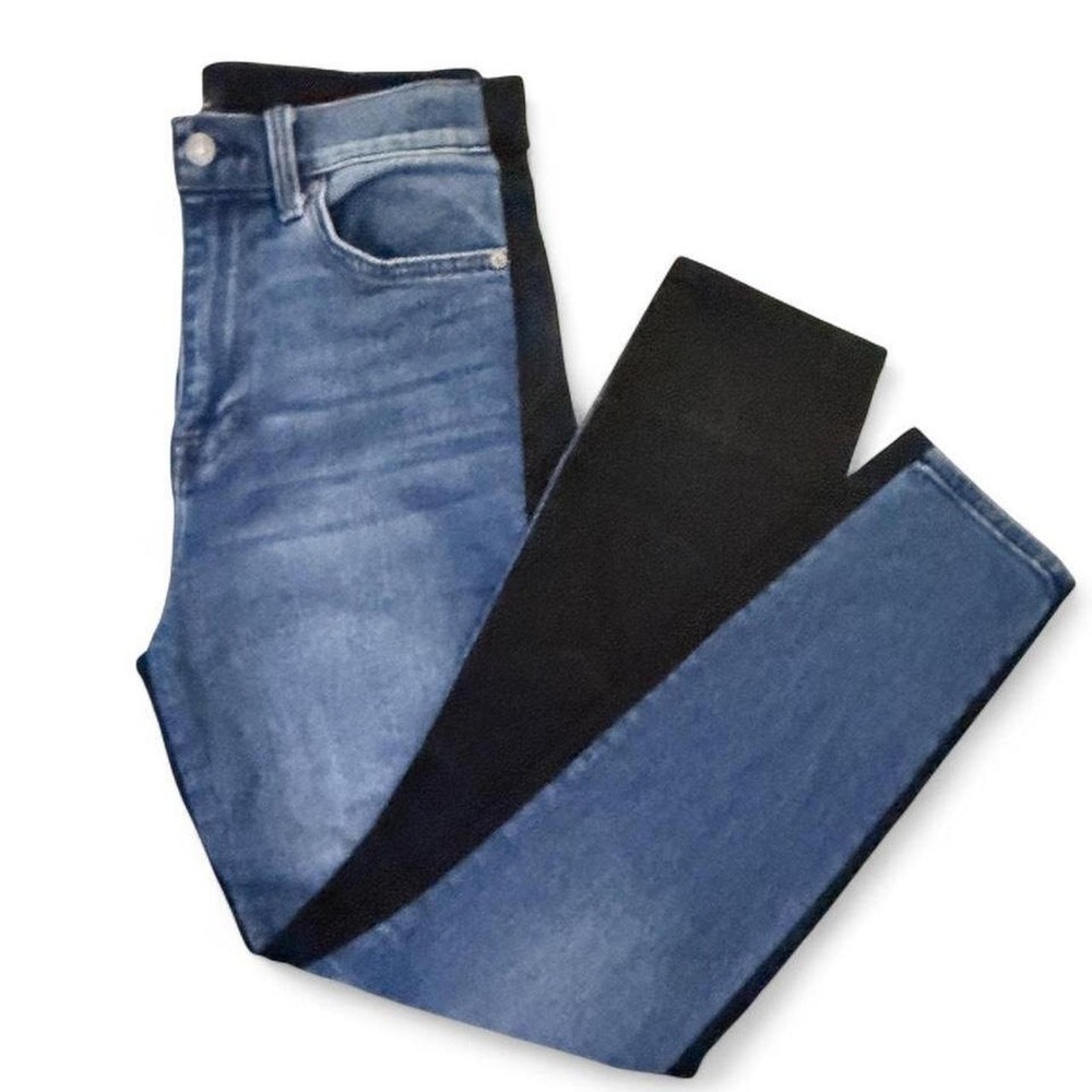 7 For All Mankind High Waist Ankle Skinny Jeans Blue Black Side Stripe Size 29